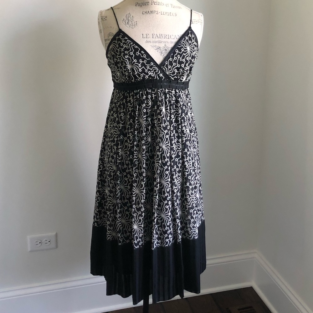 BCBGMAXAZRIA Black & Ivory Spaghetti Strap Dress